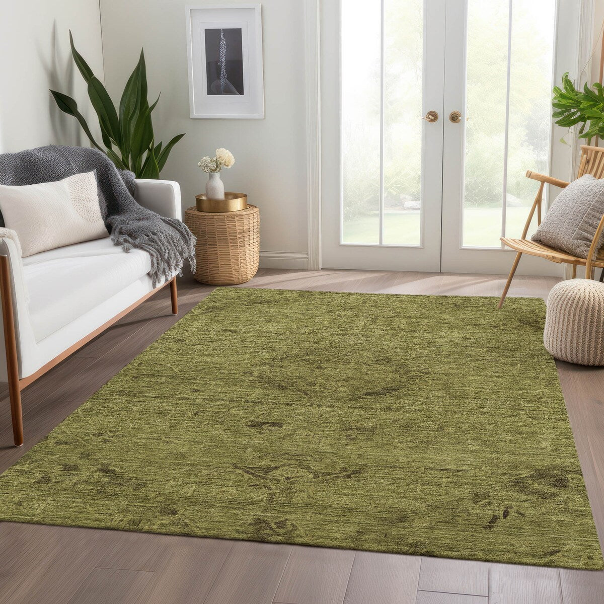 Machine Washable Indoor/ Outdoor Vintage Traditional Chantille Rug