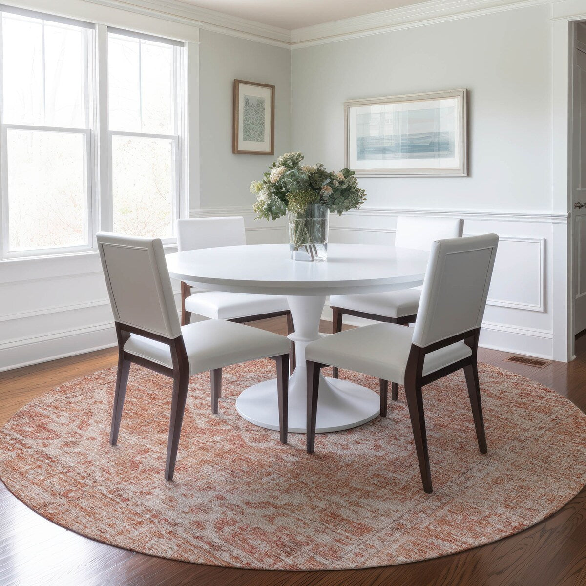 Machine Washable Indoor/ Outdoor Vintage Traditional Chantille Rug