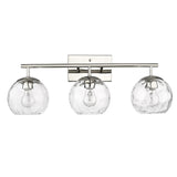 Mackenzie 3-light Polished Nickel Bath/ Vanity Fixture w/ Water Glass