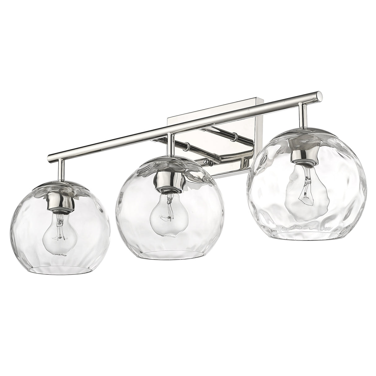 Mackenzie 3-light Polished Nickel Bath/ Vanity Fixture w/ Water Glass