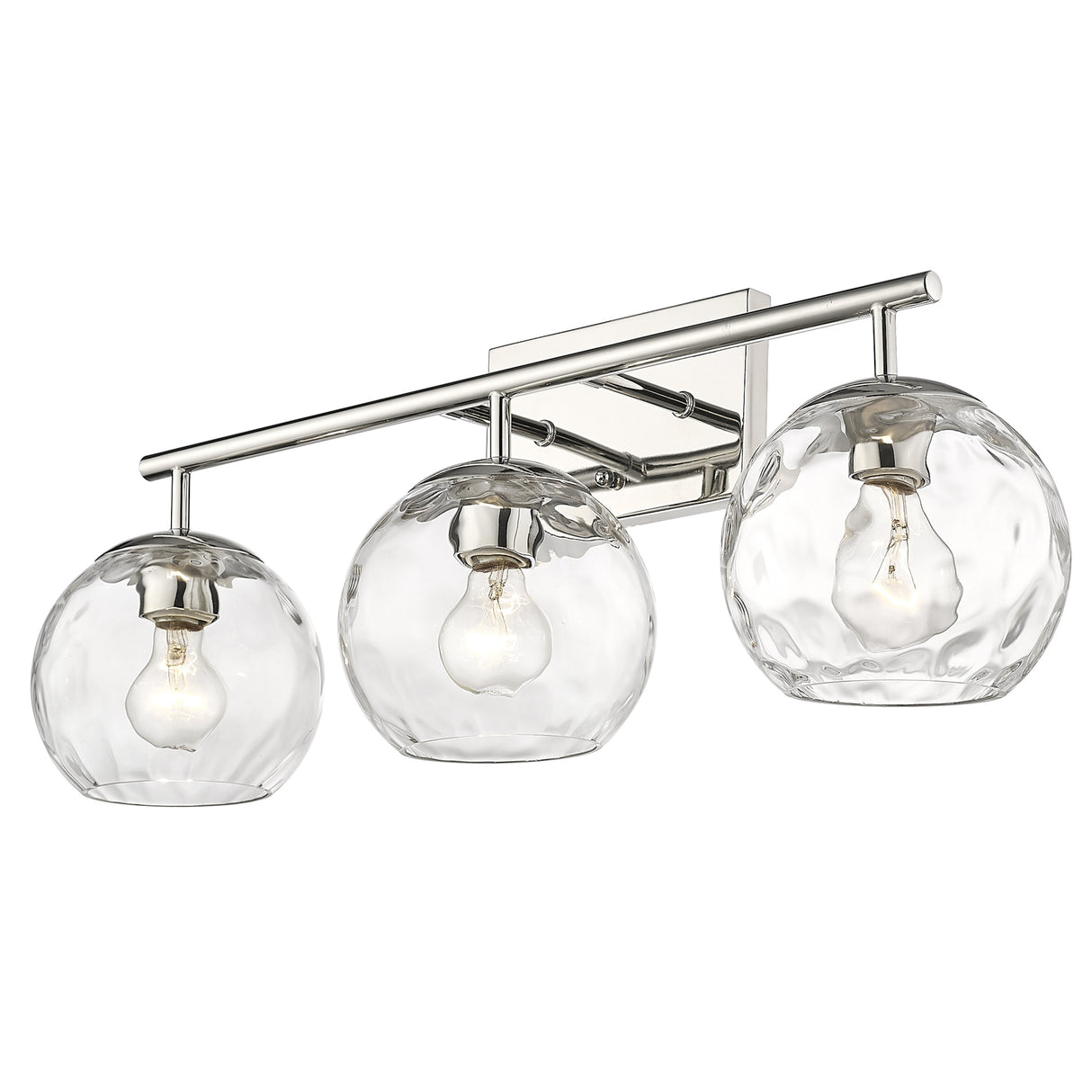 Mackenzie 3-light Polished Nickel Bath/ Vanity Fixture w/ Water Glass