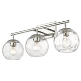 Mackenzie 3-light Polished Nickel Bath/ Vanity Fixture w/ Water Glass
