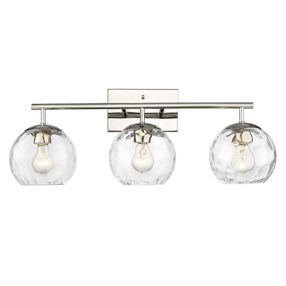 Mackenzie 3-light Polished Nickel Bath/ Vanity Fixture w/ Water Glass