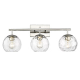 Mackenzie 3-light Polished Nickel Bath/ Vanity Fixture w/ Water Glass
