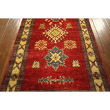 Made In Pakistan Hand-knotted Wool Super Kazak Love Red Tribal Rug (3' x 10')