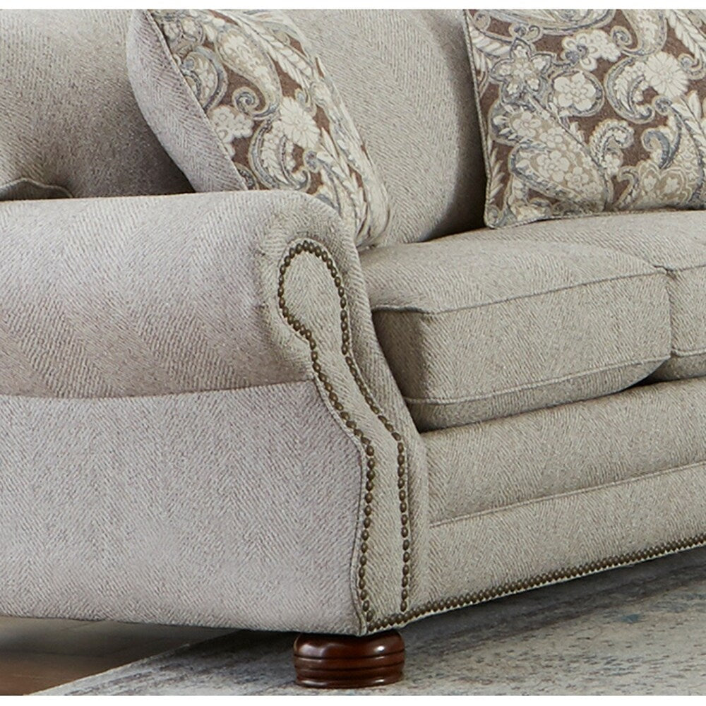 Made in USA Austin Taupe Fabric Sofa Bed, Loveseat and Chair Set