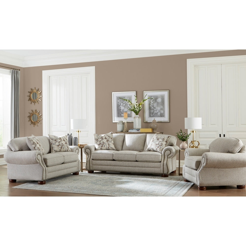 Made in USA Austin Taupe Fabric Sofa Bed, Loveseat and Chair Set