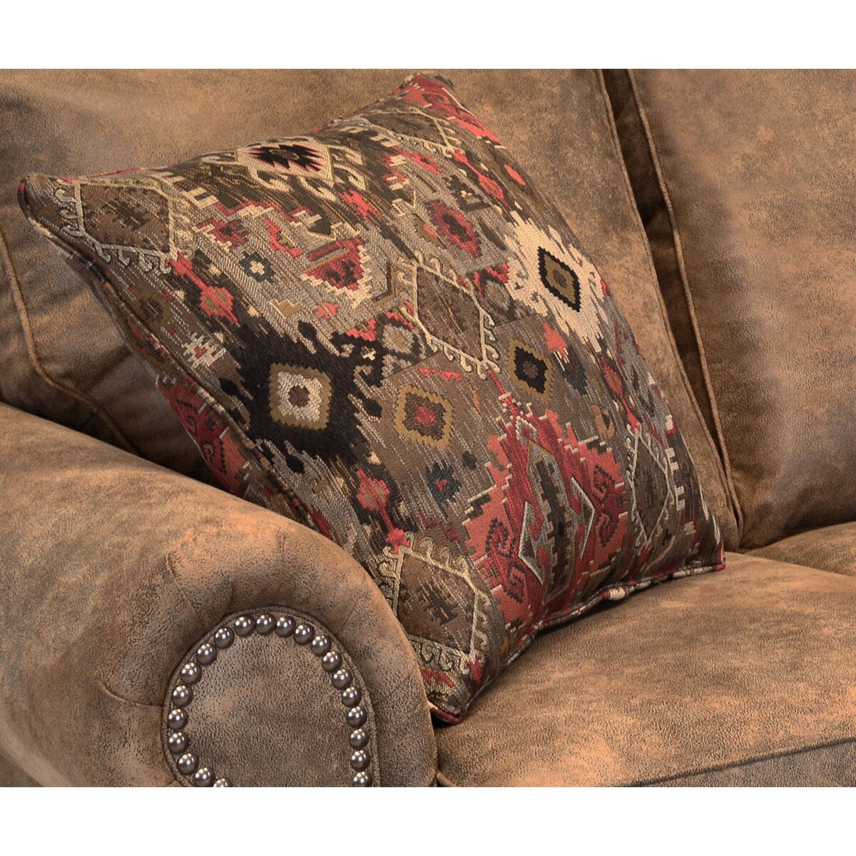 Made in USA Rancho Rustic Brown Buckskin Fabric Sofa Bed and Two Chairs Set