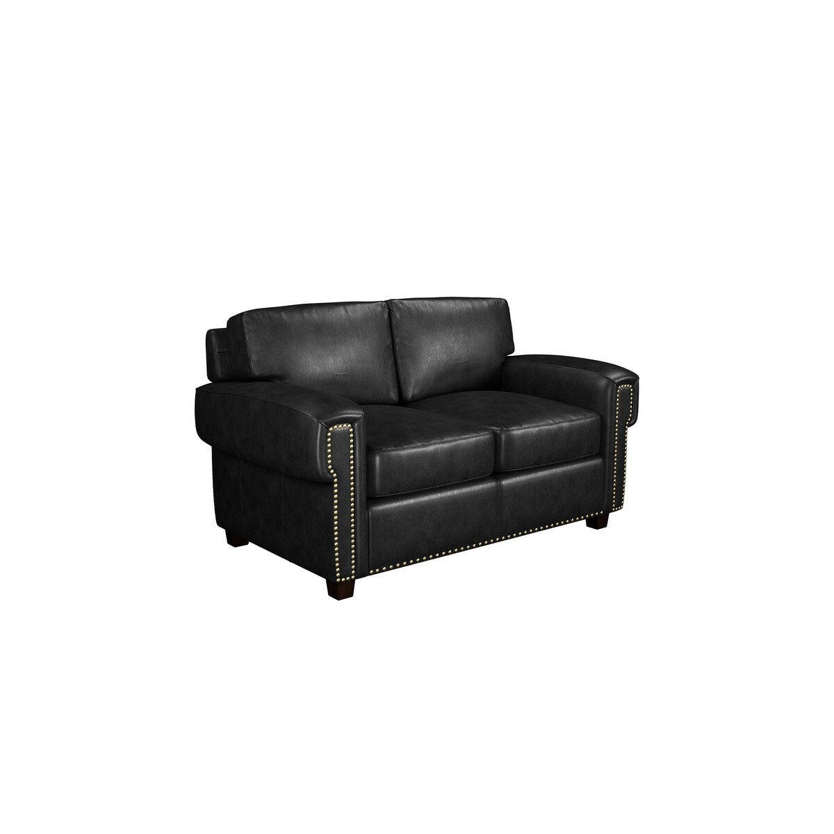 Made to Order Como 100% Top Grain Black Leather Loveseat