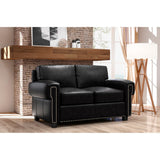 Made to Order Como 100% Top Grain Black Leather Loveseat