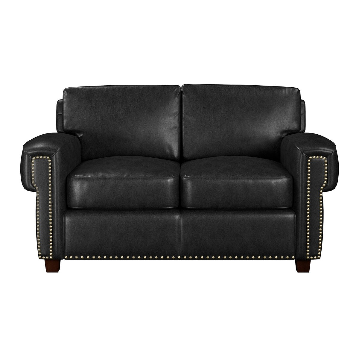 Made to Order Como 100% Top Grain Black Leather Loveseat