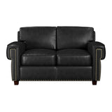 Made to Order Como 100% Top Grain Black Leather Loveseat