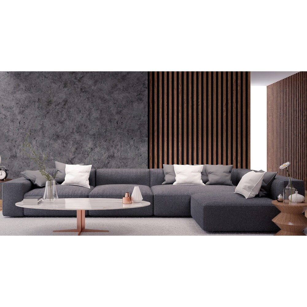 Made to Order Roche Studio Elijah Grey Fabric Sectional Sofa - 38 x 122 x 65 x 30