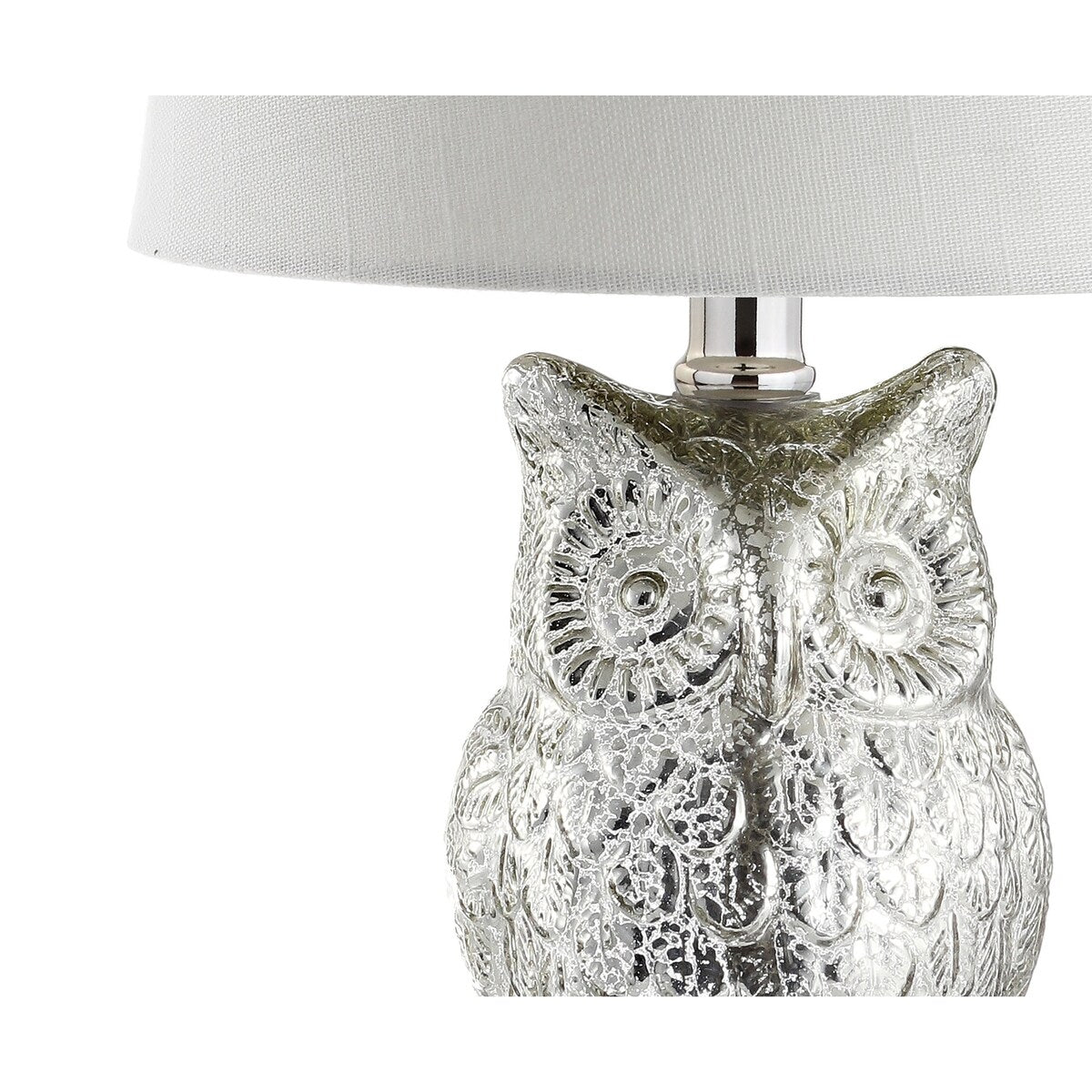 Madeline Owl 19" Glass/Crystal LED Table Lamp, Silver/Ivory by JONATHAN Y