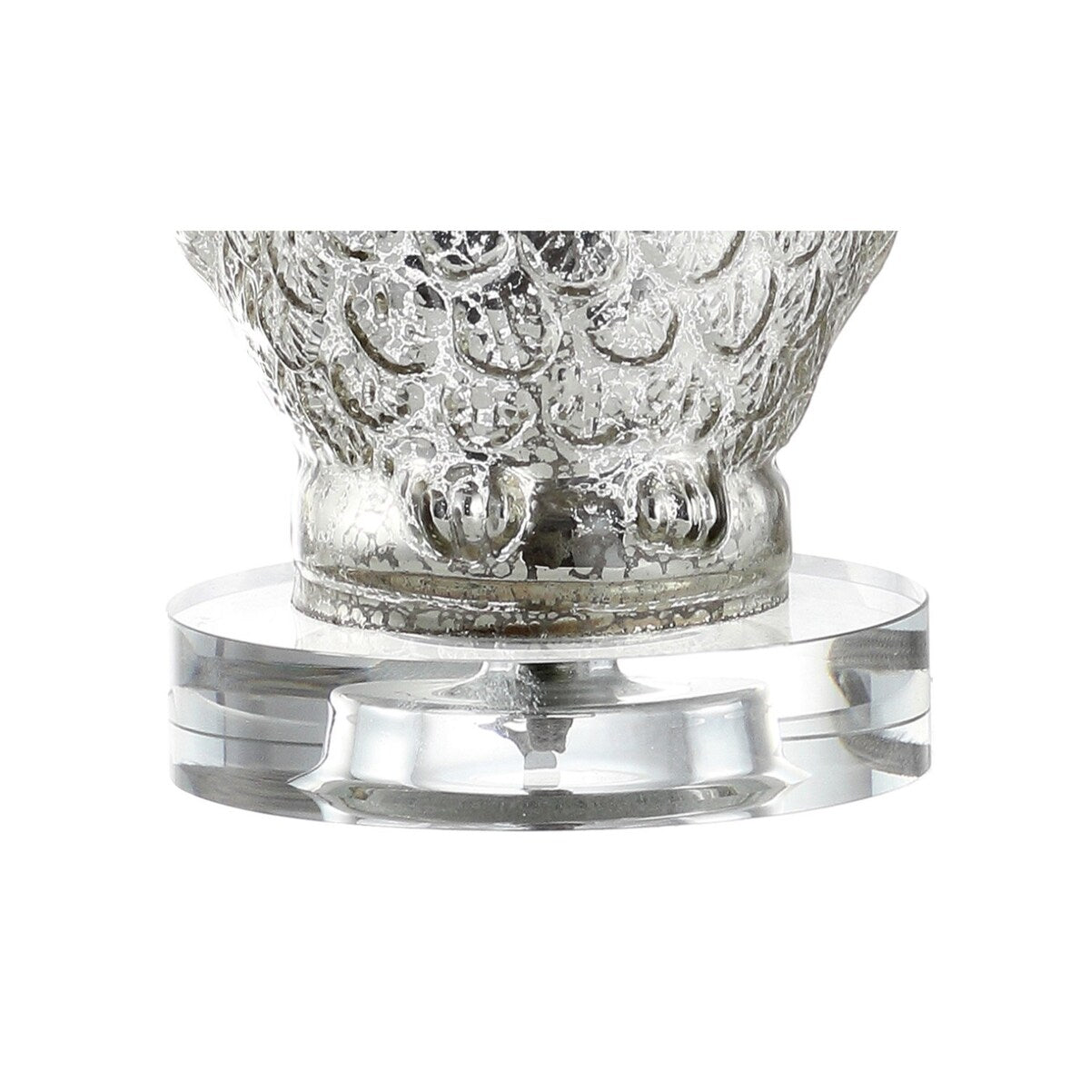 Madeline Owl 19" Glass/Crystal LED Table Lamp, Silver/Ivory by JONATHAN Y