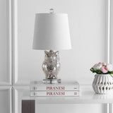 Madeline Owl 19" Glass/Crystal LED Table Lamp, Silver/Ivory by JONATHAN Y