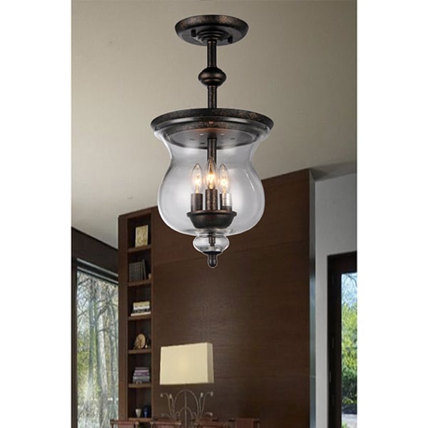 Madigan 3-light Clear Glass 10-inch Antique Pendant Lamp