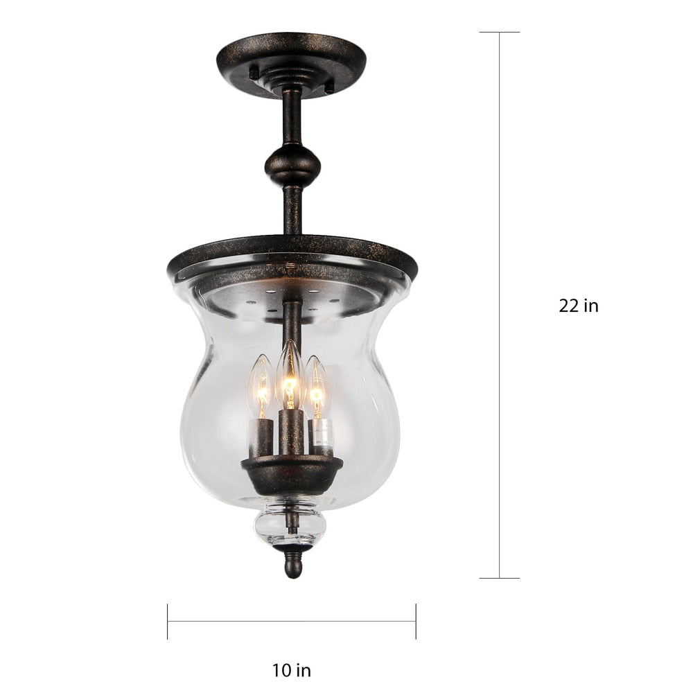 Madigan 3-light Clear Glass 10-inch Antique Pendant Lamp