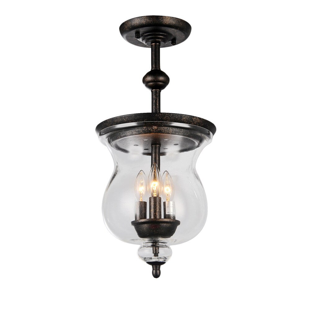 Madigan 3-light Clear Glass 10-inch Antique Pendant Lamp