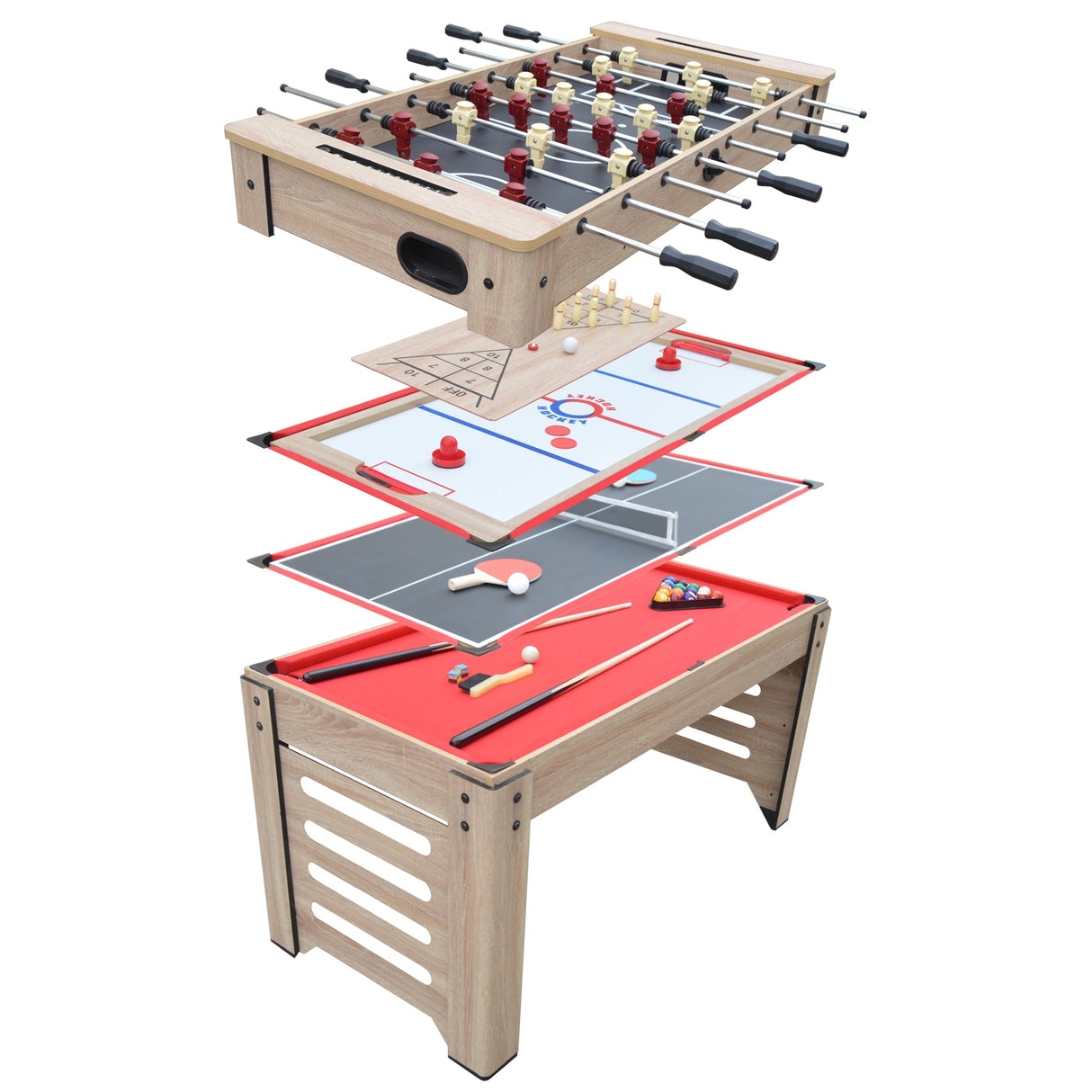 Hathaway Madison 54-inch 6-in-1 Multi Game Room Table, Foosball, Glide Hockey, Table Tennis, Mini Shuffleboard, Mini Bowling