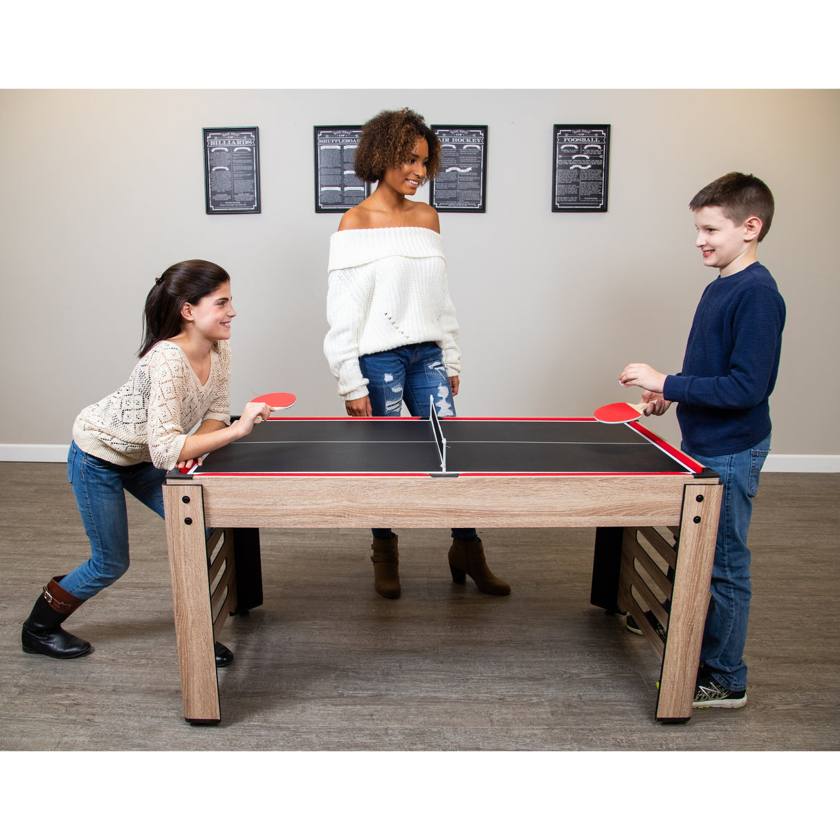 Hathaway Madison 54-inch 6-in-1 Multi Game Room Table, Foosball, Glide Hockey, Table Tennis, Mini Shuffleboard, Mini Bowling