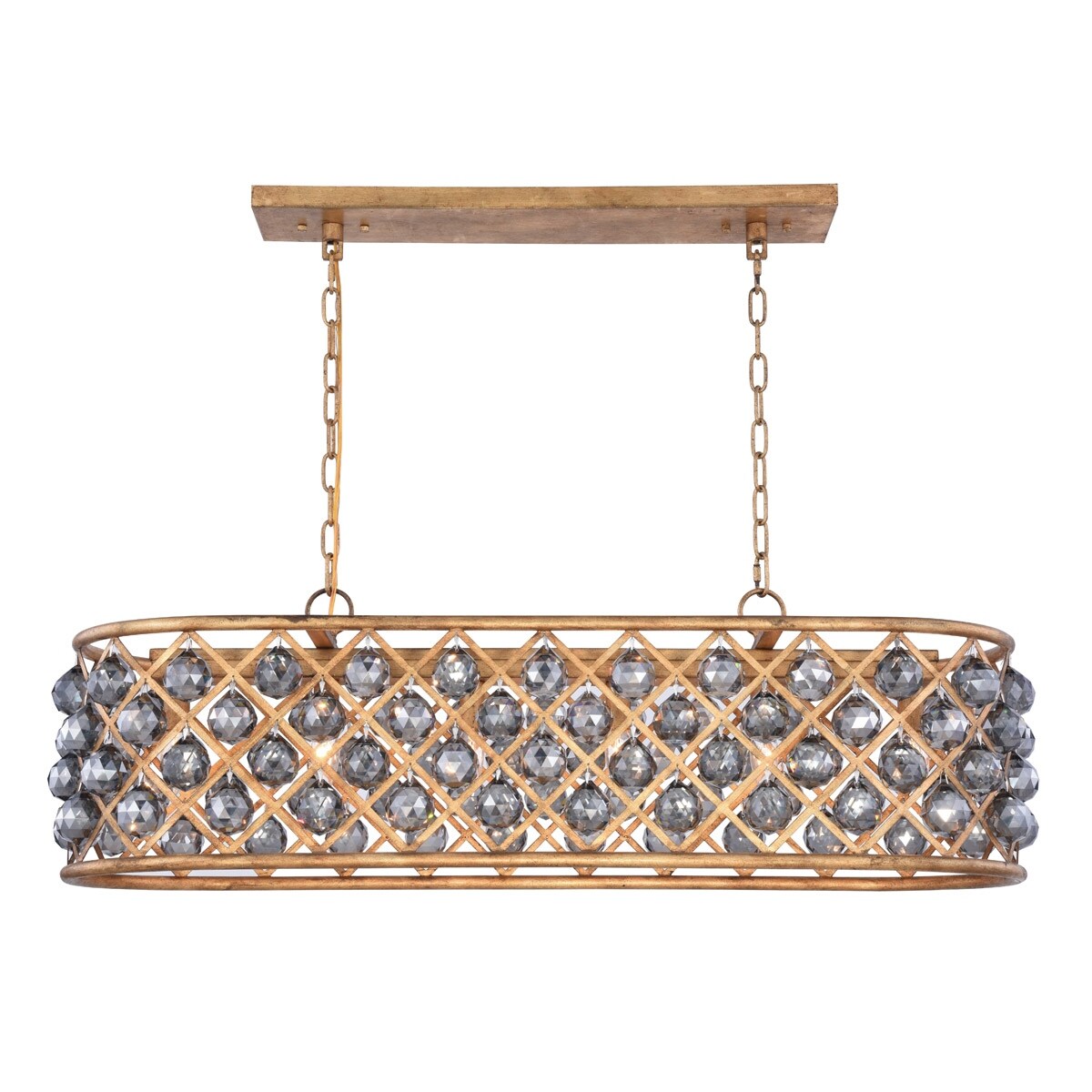 Madison 6 light Golden Iron ChandelierSilver Shade (Grey) Royal Cut C - One Size