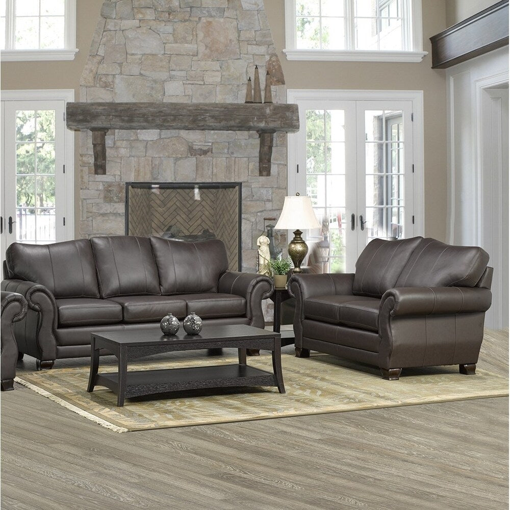 Madison Italian Leather Sofa and Loveseat Set