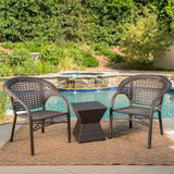 Madison Outdoor 3-Piece Square Wicker Chat Set by Christopher Knight Home