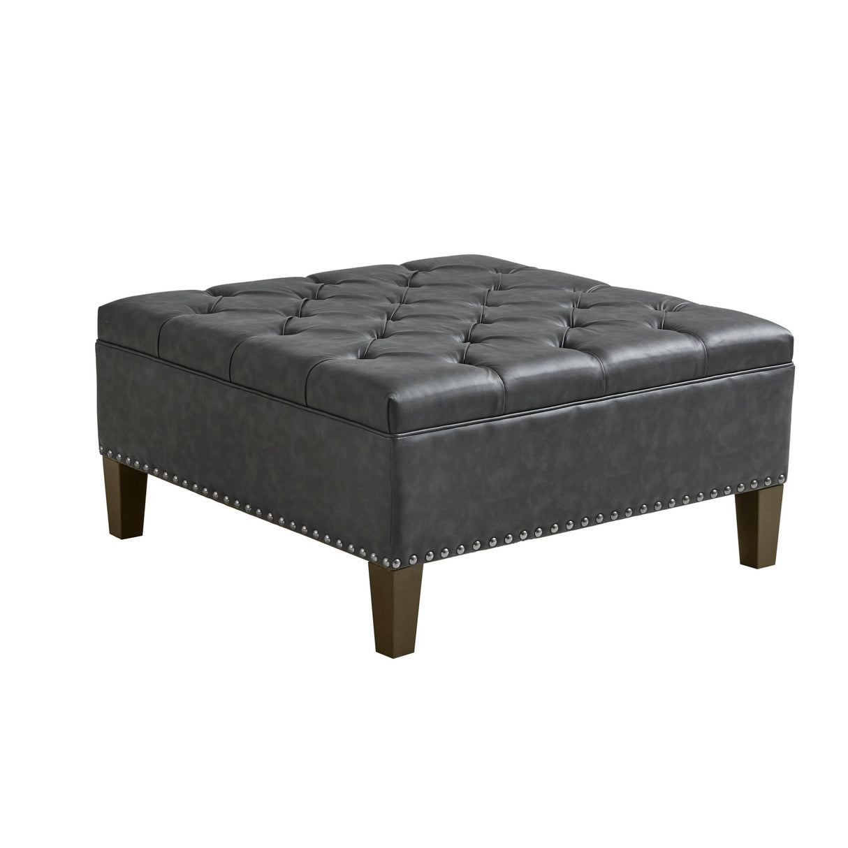Madison Park Alice Upholstered Cocktail Ottoman - Square, Tufted, Solid Wood