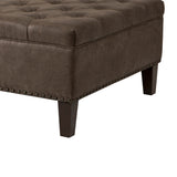 Madison Park Alice Upholstered Cocktail Ottoman - Square, Tufted, Solid Wood