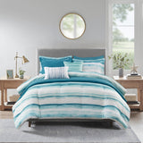 Madison Park Anchorage 8 Piece Printed Seersucker Comforter and Quilt Set Collection