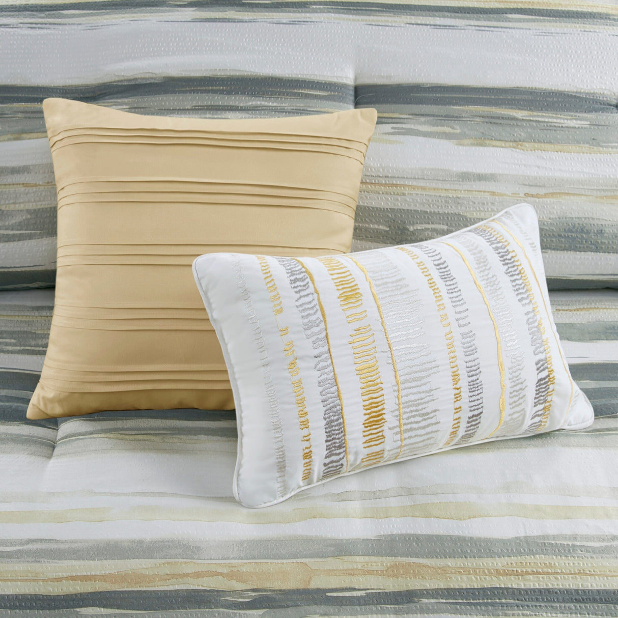 Madison Park Anchorage 8 Piece Printed Seersucker Comforter and Quilt Set Collection