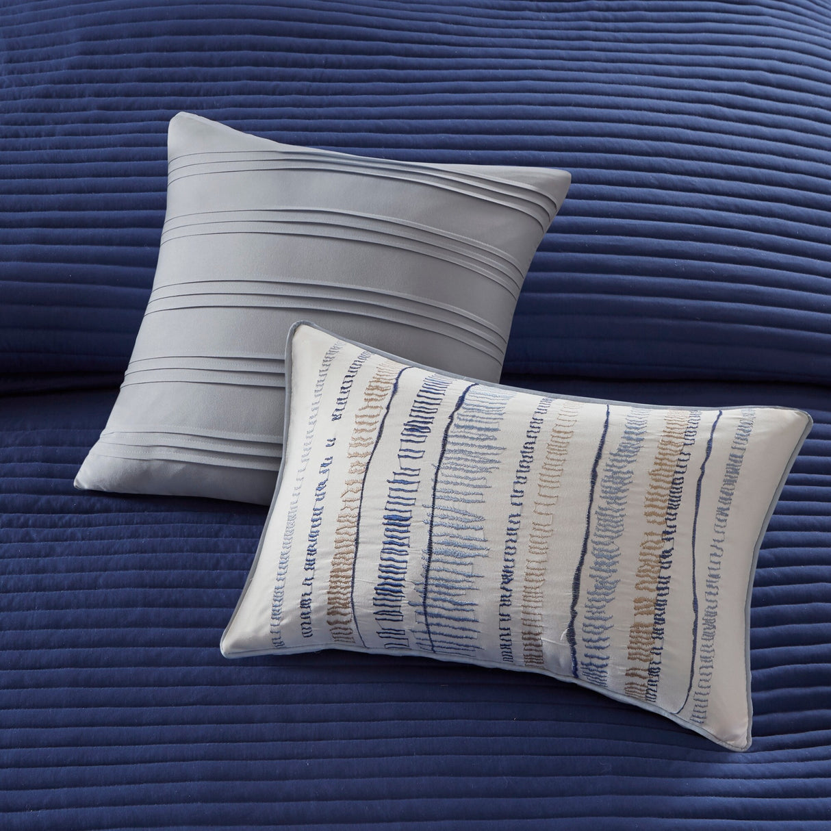 Madison Park Anchorage 8 Piece Printed Seersucker Comforter and Quilt Set Collection