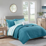 Madison Park Anchorage 8 Piece Printed Seersucker Comforter and Quilt Set Collection