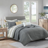 Madison Park Anchorage 8 Piece Printed Seersucker Comforter and Quilt Set Collection