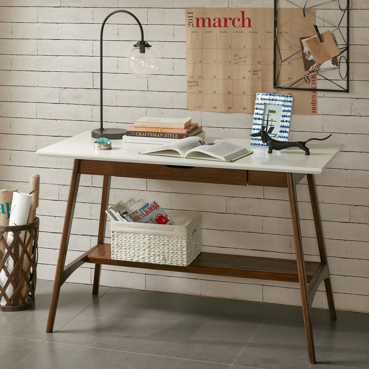 Madison Park Avalon Solid Wood Mid-Century Desk