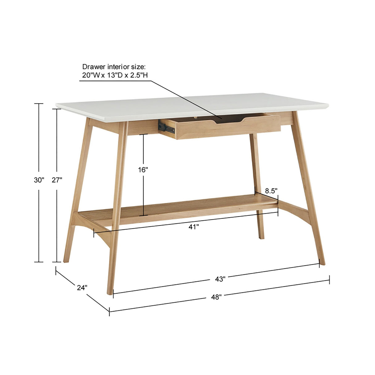 Madison Park Avalon Solid Wood Mid-Century Desk