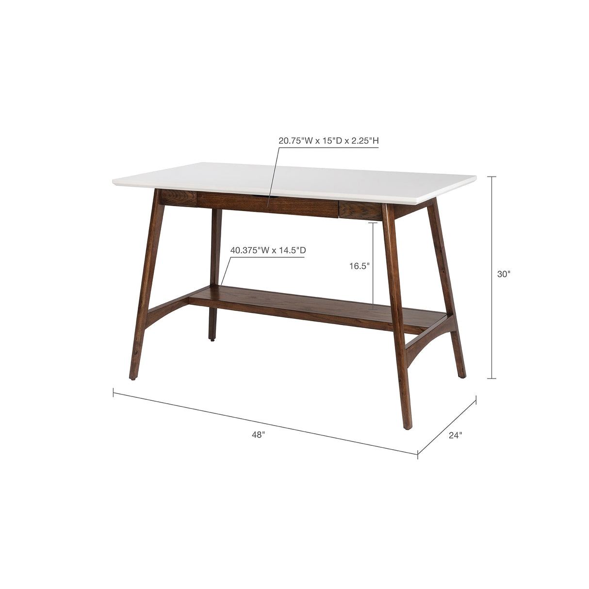 Madison Park Avalon Solid Wood Mid-Century Desk