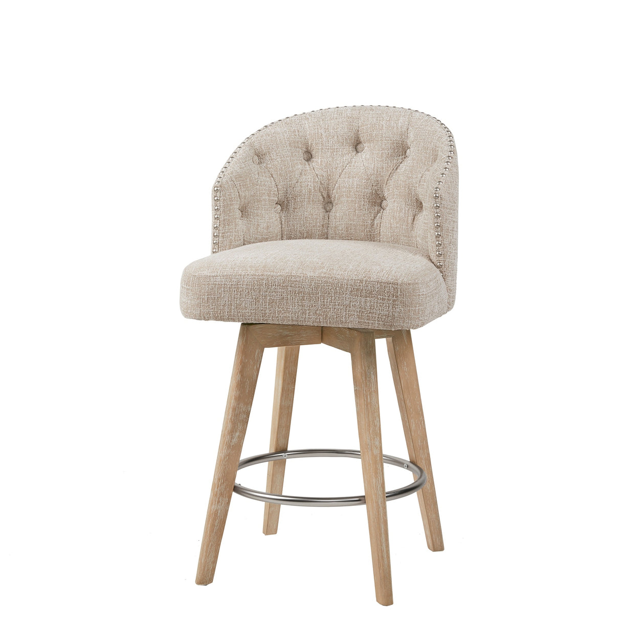 Madison Park Boyle Upholstered 360 Degree Swivel Counter Stool 26" H
