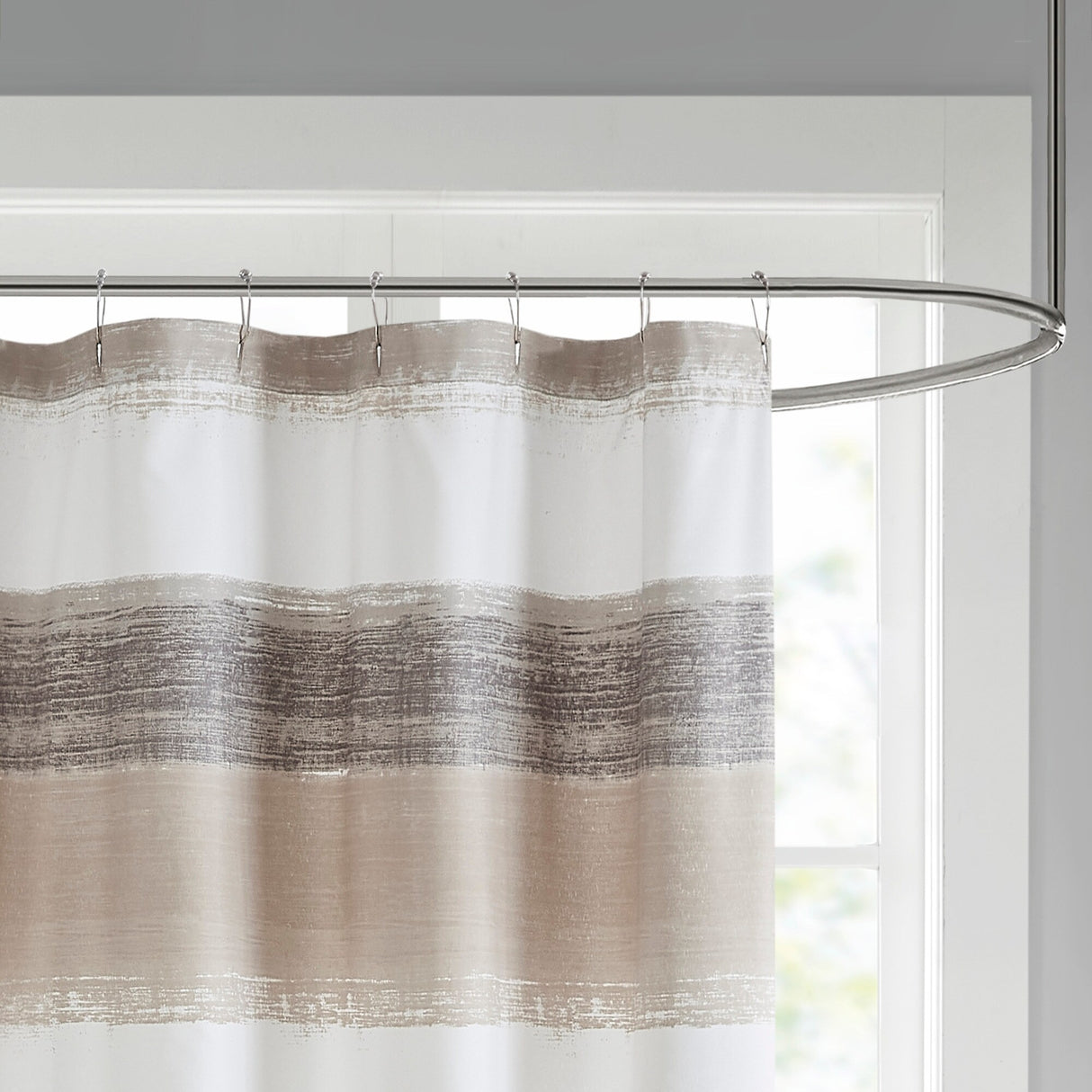Madison Park Essentials Barret Stripe Print Shower Curtain