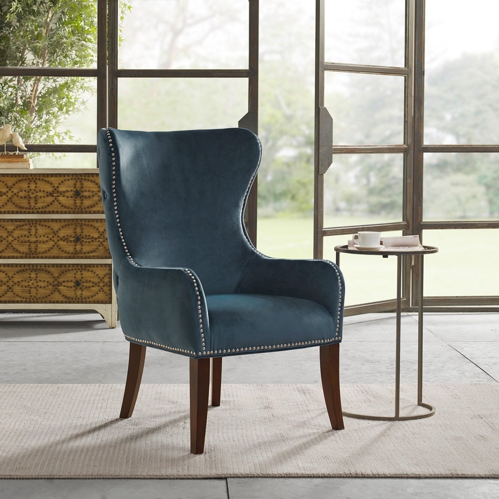 Madison Park Irvine Blue Nailhead Trim Accent Chair