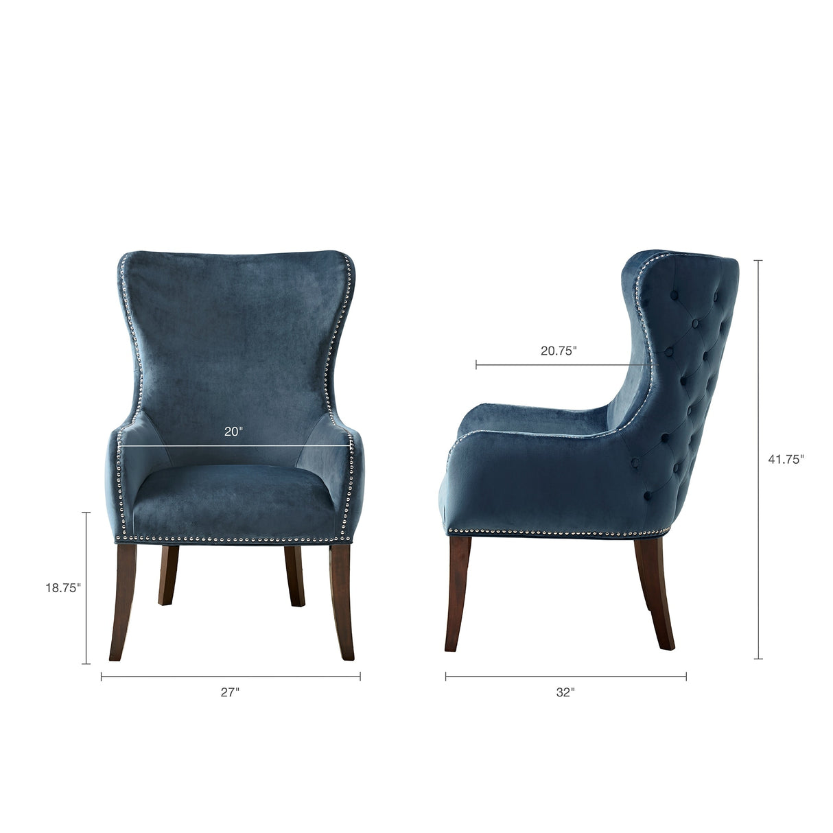 Madison Park Irvine Blue Nailhead Trim Accent Chair