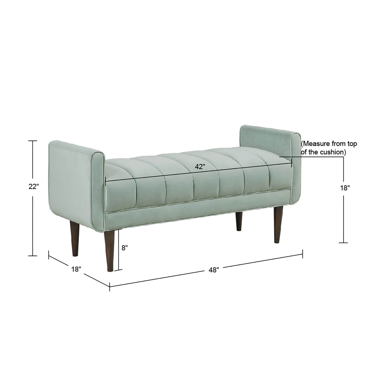 Madison Park Irvington Upholstered Modern Accent Bench - Seafoam