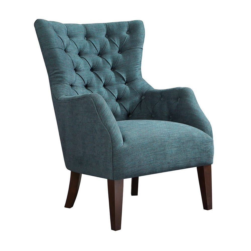 Madison Park Isa Green Button Tufted Wing Chair