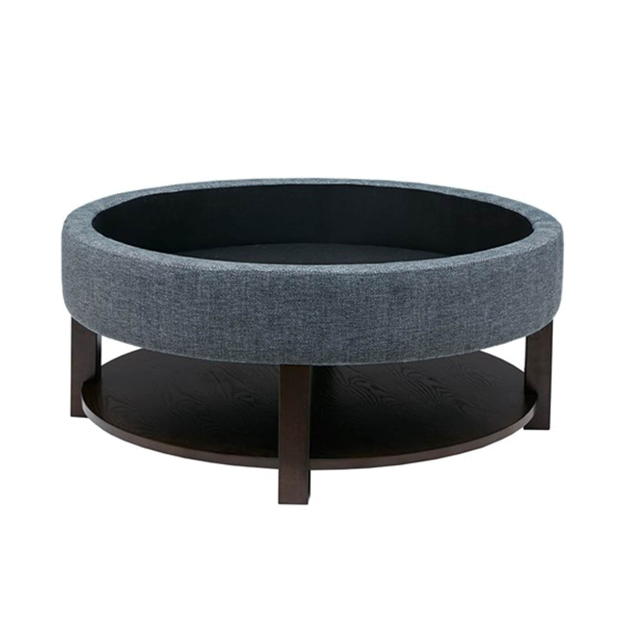 Madison Park Javier Denim/ Brown Round Storage Ottoman