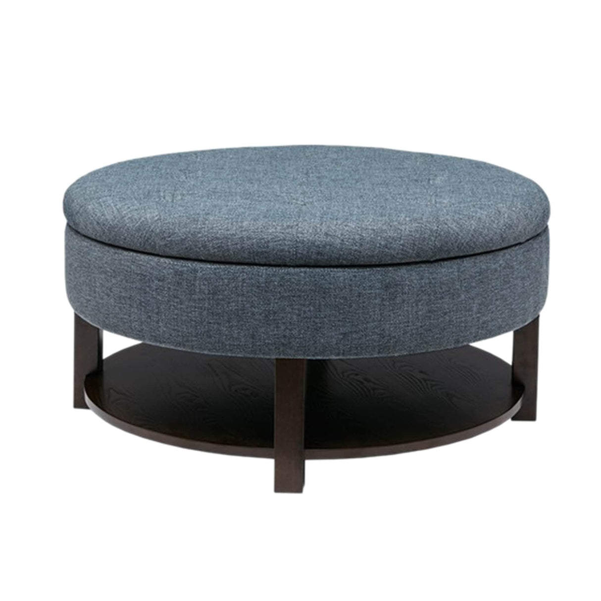 Madison Park Javier Denim/ Brown Round Storage Ottoman