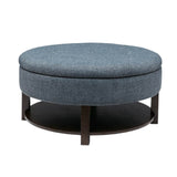 Madison Park Javier Denim/ Brown Round Storage Ottoman