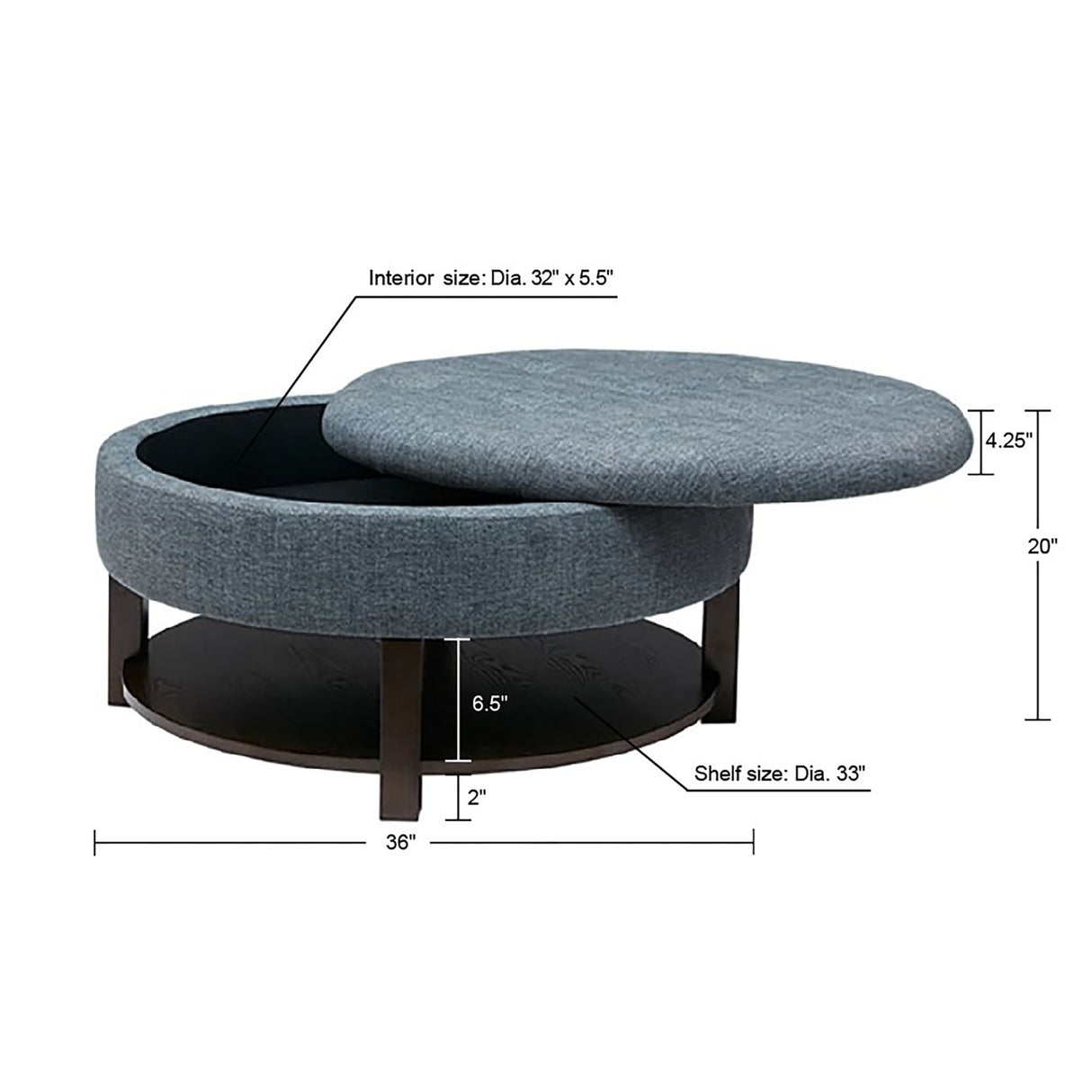 Madison Park Javier Denim/ Brown Round Storage Ottoman