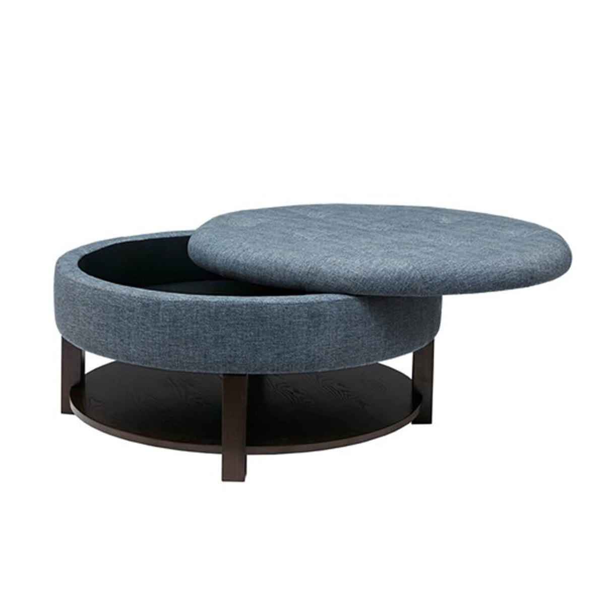 Madison Park Javier Denim/ Brown Round Storage Ottoman