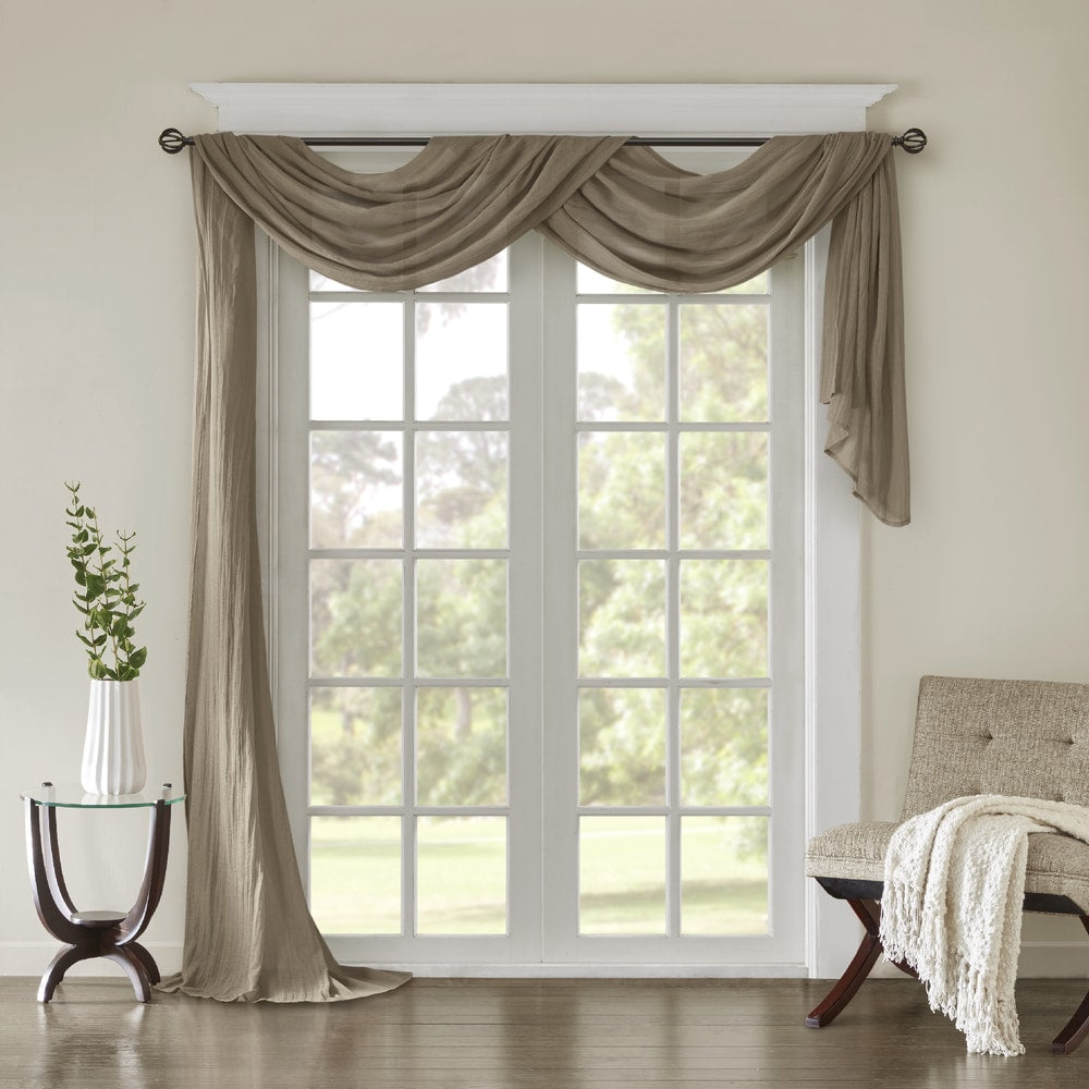 Madison Park Kaylee Solid Lightweight Crushed Sheer Curtain Scarf